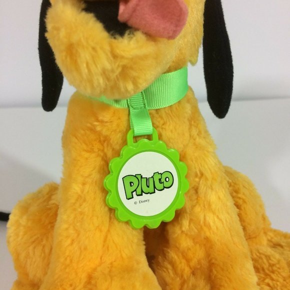 Disney Mattel Pluto Dog 10" Plush w/ Green Collar Tag Stuffed Animal Toy Sitting - Picture 2 of 10